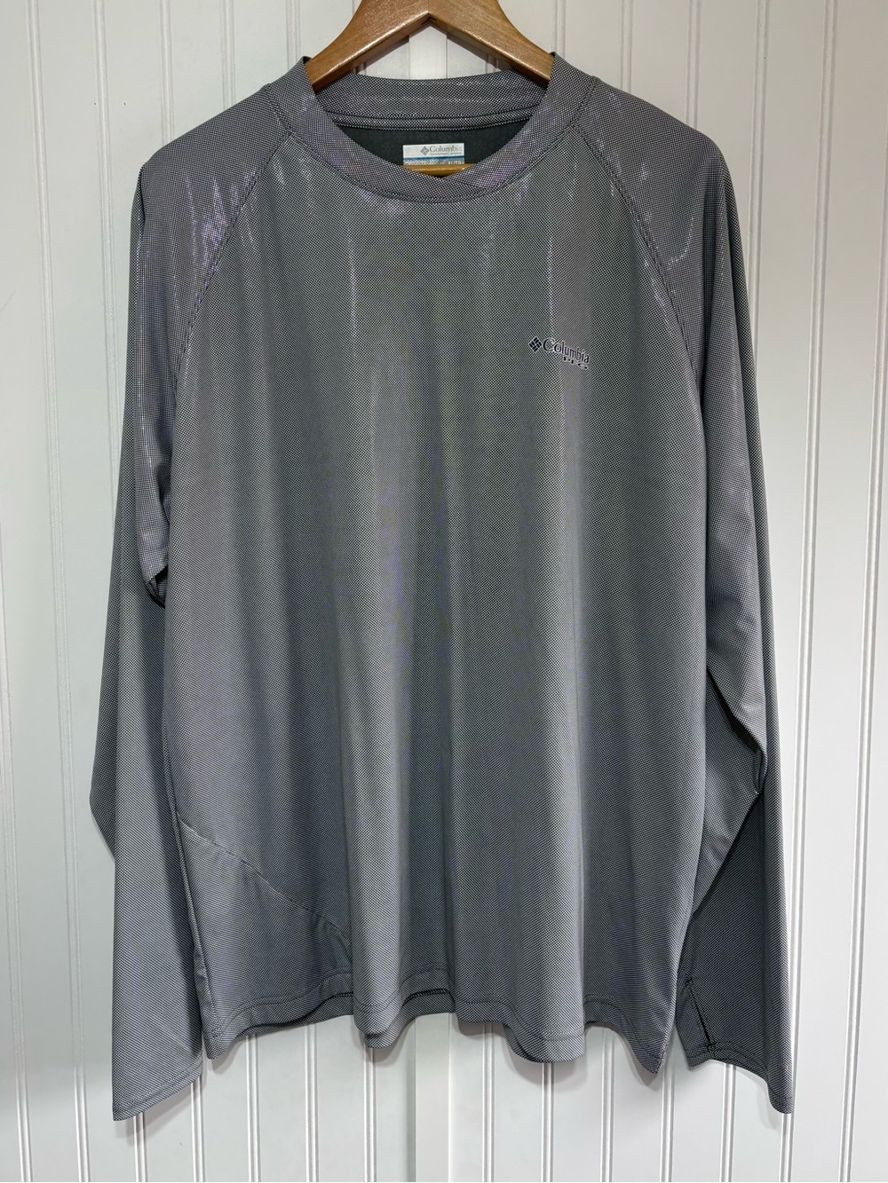 Columbia PFG Omni-Freeze Long Sleeve Cooling Fishing Shirt Gray Metallic Dot XL